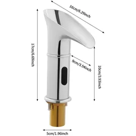 ELLE Sensor Wasserfall Wasserhahn berührungslose Armatur Silber für Bad Küche,