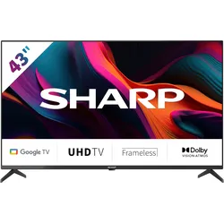 G (A bis G) SHARP LED-Fernseher "SHARP 43GL4260E Google TV 108 cm (43 Zoll) 4K Ultra HD TV" Fernseher 4K Ultra HD, Dolby Atmos, Dolby Vision, HDMI 2.1 mit eARC) schwarz LED Fernseher
