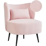 Beliani Sessel OTSBY Bouclé 60 x 76 x 55 cm Pastellrosa mit Kissen
