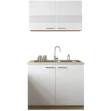 Respekta Merle Miniküche mit Edelstahlspüle links weiß