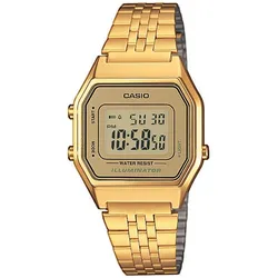Chronograph CASIO VINTAGE, gold (goldfarben, gelbgoldfarben), Armbanduhren, Damen, Quarzuhr, Armbanduhr, Damenuhr, Digitaluhr, Edelstahlarmband