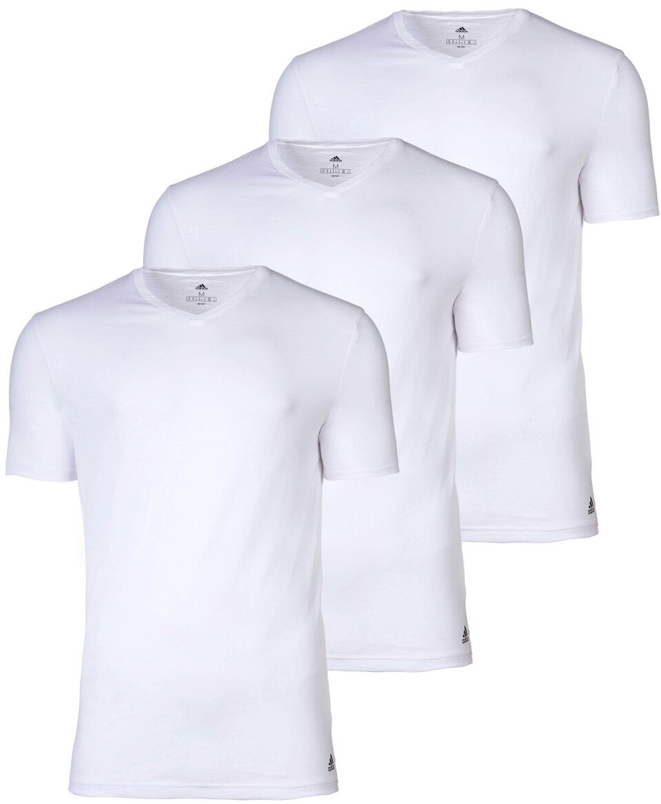 adidas Herren T-Shirt, Multipack - Active Core Cotton, V-Ausschnitt, uni Weiß M 6er Pack (2x3P)