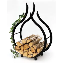DanDiBo Kaminholzregal Flamme Kaminholzständer 78 cm Holzkorb Kaminholzhalter Holzregal