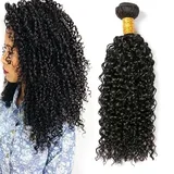 Kinky Curly Bundles Human Hair Menschliches Haar Brasilianisches Echthaar Tressen Locken Virgin Hair Bundles Long Curly Weave Bundles Natürliche Schwarze Farbe 100g 22 Inch