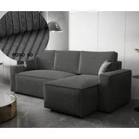 Ecksofa AMRO Schlafsofa mit Bettkasten CORD Stoff (Grau) - Grau