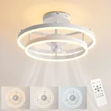 Baerolc Deckenventilator mit Beleuchtung, 50CM Deckenleuchte mit Ventilator 32W Dimmbare LED Deckenlampe mit Ventilator 6 Geschwindigkeiten Deckenventilator für Schlafzimmer Küche Esszimmer Lampen