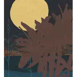 Vliestapete KOMAR "Digitaldruck Vlies - Supermoon - Größe 250 x 280 cm", gelb (braun, gelb, schwarz), B:250m L:280m, Vlies, Tapeten, Wohnzimmer, Schlafzimmer