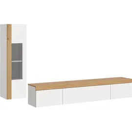 INOSIGN Wohnwand Svala, Breite 180 cm, Wohnkombination, (Set, 2-St), stehend u. hängend montierbar,Vitrinenschrank, Lowboard weiß