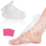 Hot Spa Wax Treatment Fußabdeckungen,300 Stück Paraffin Fußmaske Socken,Clear Plastic Einwegstiefel Fußmaske Fußabdeckung Paraffin Wachsbad Fußmaske Zubehör con Aufkleber