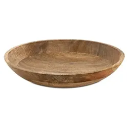 Amagohome Holzteller rund Obstteller Dekoschale H6cm modern schlicht Mangoholz massiv : ø 30 cm