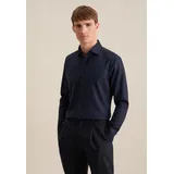 Seidensticker "Schwarze Rose", Herren, Gr. XL44, normale Ärmellängen, blau (dunkelblau), 100% Baumwolle, unifarben, tailored fit, 2-Knopf-Manschette, Hemden, Shaped 1/1 Kentkragen Uni