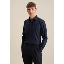 Seidensticker "Schwarze Rose", Herren, Gr. XL44, normale Ärmellängen, blau (dunkelblau), 100% Baumwolle, unifarben, tailored fit, 2-Knopf-Manschette, Hemden, Shaped 1/1 Kentkragen Uni