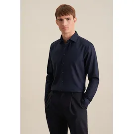 Seidensticker "Schwarze Rose", Herren, Gr. XL44, normale Ärmellängen, blau (dunkelblau), 100% Baumwolle, unifarben, tailored fit, 2-Knopf-Manschette, Hemden, Shaped 1/1 Kentkragen Uni