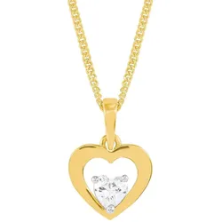 Kette mit Anhänger AMOR "Schmuck Geschenk Halskette Herz LIEBE, 2014399", gold (gelbgoldfarben, weiß), Halsketten, Damen, Gelbgold 375, mit Zirkonia (synth.)