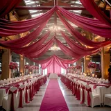 EBETA Hochzeit Voile Querbehang Freihanddeko für Hochzeitsbogen & Traubogen Chiffon Himmelbett Vorhang für Hochzeit Zeremonie Bühnendekoration (Rotwein, 10 m x 0.73 m)