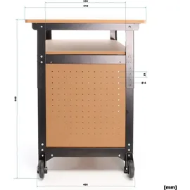 XPOtool Fahrbare Werkbank Holz/Metall 69 x 51 x 66-82 cm braun