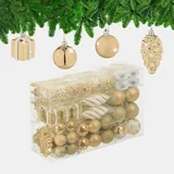 Relaxdays Weihnachtskugeln 72er Set, Weiß,Creme