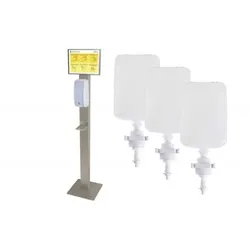 Blanc HYGIENIC SET: Desinfektionsspender SENSOR Cosmos +Bodenständer Edelstahl +Infotafel +3x 1-Liter Hautdesinfektion +prof. Hygieneplan