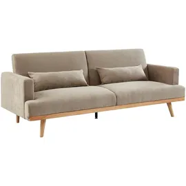 vente-unique Schlafsofa Klappsofa 3-Sitzer - Stoff - Beige - ESME