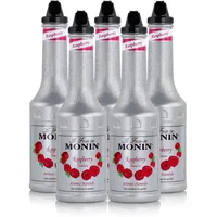 Monin Fruchtpüree Mix Raspberry Himbeere 1L Cocktails Milchshakes (5er Pack)