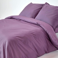 Homescapes 3-teiliges Perkal-Bettwäsche-Set lila aus 100% ägyptischer Baumwolle, 1 Bettbezug 240x220 cm & 2 Kissenbezüge 80x80 cm