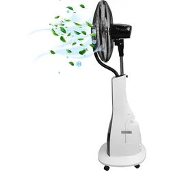 TroniTechnik® Standventilator mit Wasserkühlung, Sprühnebel Raumbefeuchter, Fernbedienung, Oszillierend, 3 Stufen, Timer