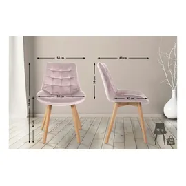CLP 2er Set Stuhl Brook Samt I Esszimmerstuhl Mit Samtbezug ¦ rosa/pink ¦ Maße (cm): B: 54 H: 84