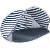 ONIVA - a Picnic Time Brand - Manta Tragbares Strandzelt – Pop-Up-Zelt – Strand-Sonnenschutz zum Aufklappen (Marineblau und Weiß gestreift)