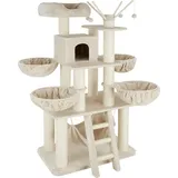 Tectake tectake® Kratzbaum 195 cm inklusive Treppe, 4 Spielbällen und Kippschutz