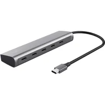 Trust Halyx 5 Port USB-C Hub, 4X USB-C und 100W USB-C PD Stromanschluss, USB Verteiler, USB Mehrfachstecker, 5Gbps USB C Adapter Datenhub für MacBook Pro/Air, Laptop, Notebook, PC - Silber