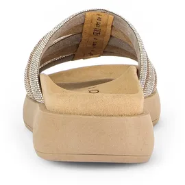 Gabor Pantolette GABOR, Damen, Gr. 42, gold (goldfarben, roségoldfarben), Textil, Schuhe Pantolette, Plateau, Sommerschuh, Schlappen in funkelnder Optik