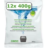 12x Luftentfeuchter Nachfüllung - 400 Gramm - lemonduft - Granulat im Vliesbeutel - Feuchtigkeit Absorber Nachfüllpack