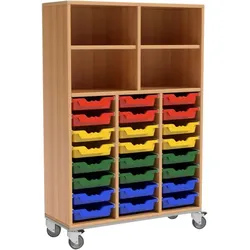 Schrank mit 24 flachen Schüben und 4 Fächer oben