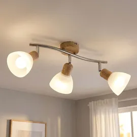 Nowa LED Deckenleuchte 1 verstellbar Holzoptik Glas alabaster