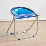 YHDMDQ Stapelbarer Klapphocker Aus Acryl, Transparenter Klappstuhl, Ergonomischer Stuhl Ohne Armlehnen Tragbarer Essstühle Küchenstühle Für Haus Party Küche(Blue)