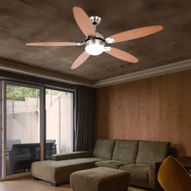 ETC Shop Rgb Led Deckenventilator Deckenlampe Vor Rücklauf 3 Stufen Zugschalter Fernbedienung dimmbar, Montage an Schrägen, 1x 4,8w 470lm warmweiß, Dxh 132 x 40,6 cm