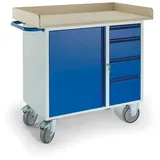 ROLLCART Montagewagen Holz/Stahl 1000 x 600mm blau 1 Schrank & 4 Schubladen