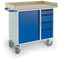 ROLLCART Montagewagen Holz/Stahl 1000 x 600mm blau 1 Schrank & 4 Schubladen