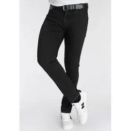 delmao Stretch-Jeans »"Reed"«, gerader Beinschnitt, Used-Look-Waschung, niedrige Leibhöhe DELMAO black
