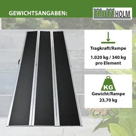 Baumarktplus DREIBREIT by TRUTZHOLM Alu Auffahrrampe 215 cm 2-fach klappbar 1020 kg Alu beschichtet Verladerampe