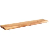 FineBuy Wandregal Baumkante Akazie Holz Design Schweberegal Regal Regal (25 x 80 cm)
