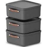 Rotho Maloja Aufbewahrungsbox 39,5 x 38,0 x 17,7 cm 3-tlg. schwarz