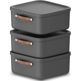 Rotho Maloja Aufbewahrungsbox 39,5 x 38,0 x 17,7 cm 3-tlg. schwarz