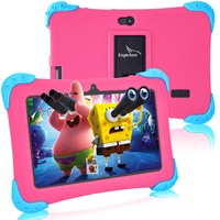 EagleSoar Kinder Tablet Android 12 Kindertablet 7 Zoll, Quad Core 2GB+32 GB, Dual-Kamera, HD-Display, WLAN, Bluetooth, Kindersicherung, Tablet für Kinder Ab 2-12 mit Kindersicherer Hülle(Rosa)
