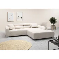 Ecksofa 3C CANDY "Denver auch mit Cord- und Easy care-Bezug, Kopfteilverstellung L-Form" Sofas Gr. B/H/T: 258cm x 68cm x 217cm, Feincord, Ottomane rechts, ohne motorische Sitztiefenverstellung, weiß wahlweise. mit motorischer Sitztiefenverstellung