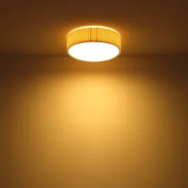 GLOBO Deckenleuchte Deckenlampe Wohnzimmerlampe Metall Weiß Textil Natur D 53 cm