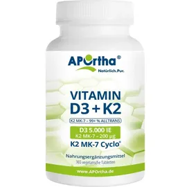 APOrtha Vitamin D3 5.000 IE + Natto Vitamin K2 MK-7 200 µg veg Tabletten 365 St.