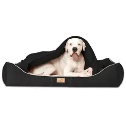 Tierlando ® RUDOLPH - Orthopädisches Hundebett inkl. Schonbezug mit Hundedecke schwarz 1,1 m, 25 cm, 90 cm