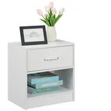 Relaxdays 2 x Nachttisch mit Schublade, Weiß