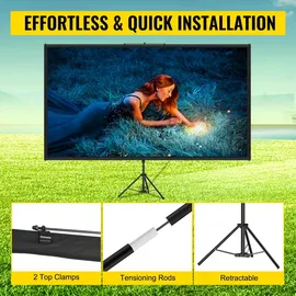 Vevor 16:9 Beamer Leinwand Rolloleinwand Stativ 4K-HD Präsentationswand 133x76cm
